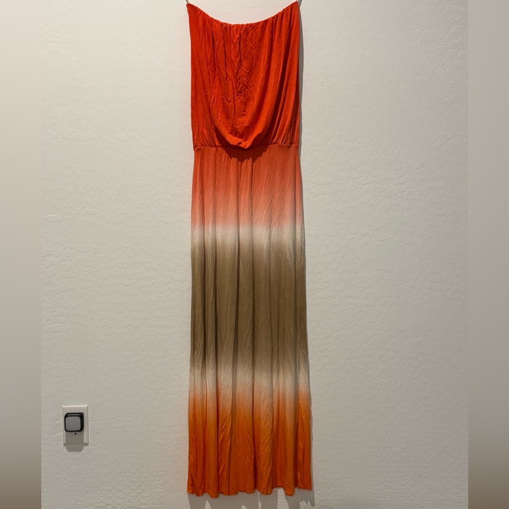 Young Fabulous & Broke Orange and Tan Ombre Maxi Dress Size S
